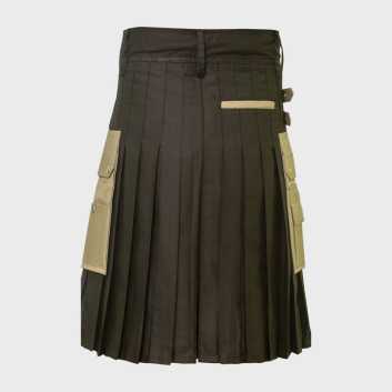 Khaki And Black Hybrid Kilt