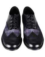 Black Matching Tartan Shoes For Men
